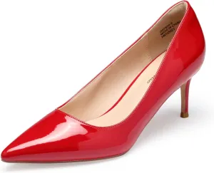 GENSHUO Low Heel Pumps for Women Closed Toe Slip On Stillettos Heels Dress Shoes