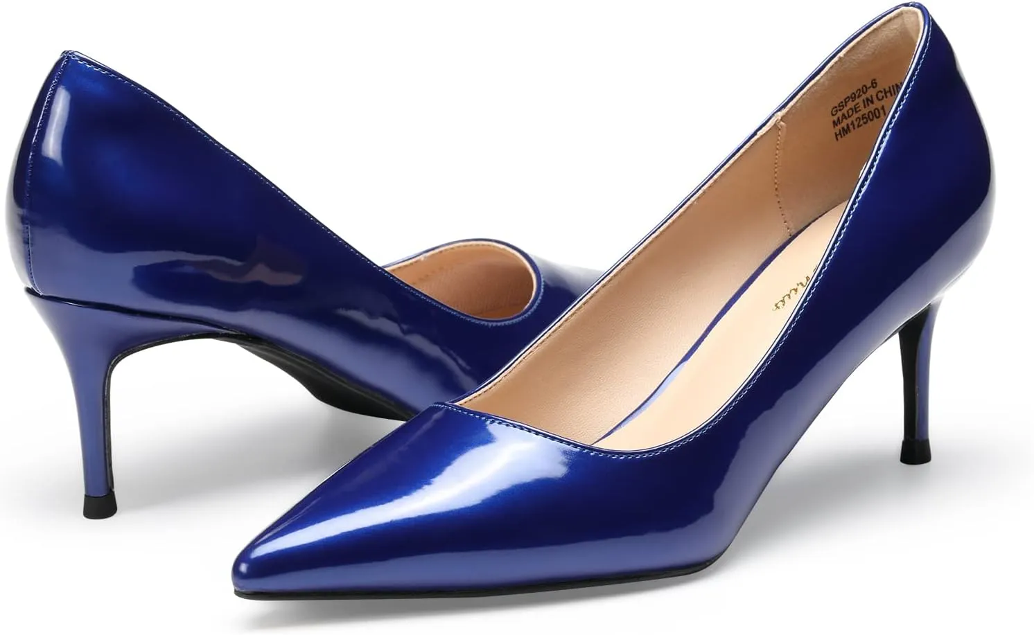 GENSHUO Low Heel Pumps for Women Closed Toe Slip On Stillettos Heels Dress Shoes