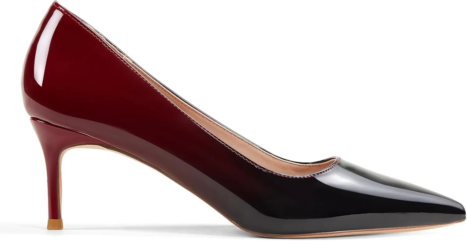 GENSHUO Low Heel Pumps for Women Closed Toe Slip On Stillettos Heels Dress Shoes