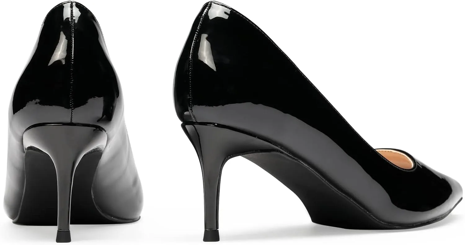 GENSHUO Low Heel Pumps for Women Closed Toe Slip On Stillettos Heels Dress Shoes