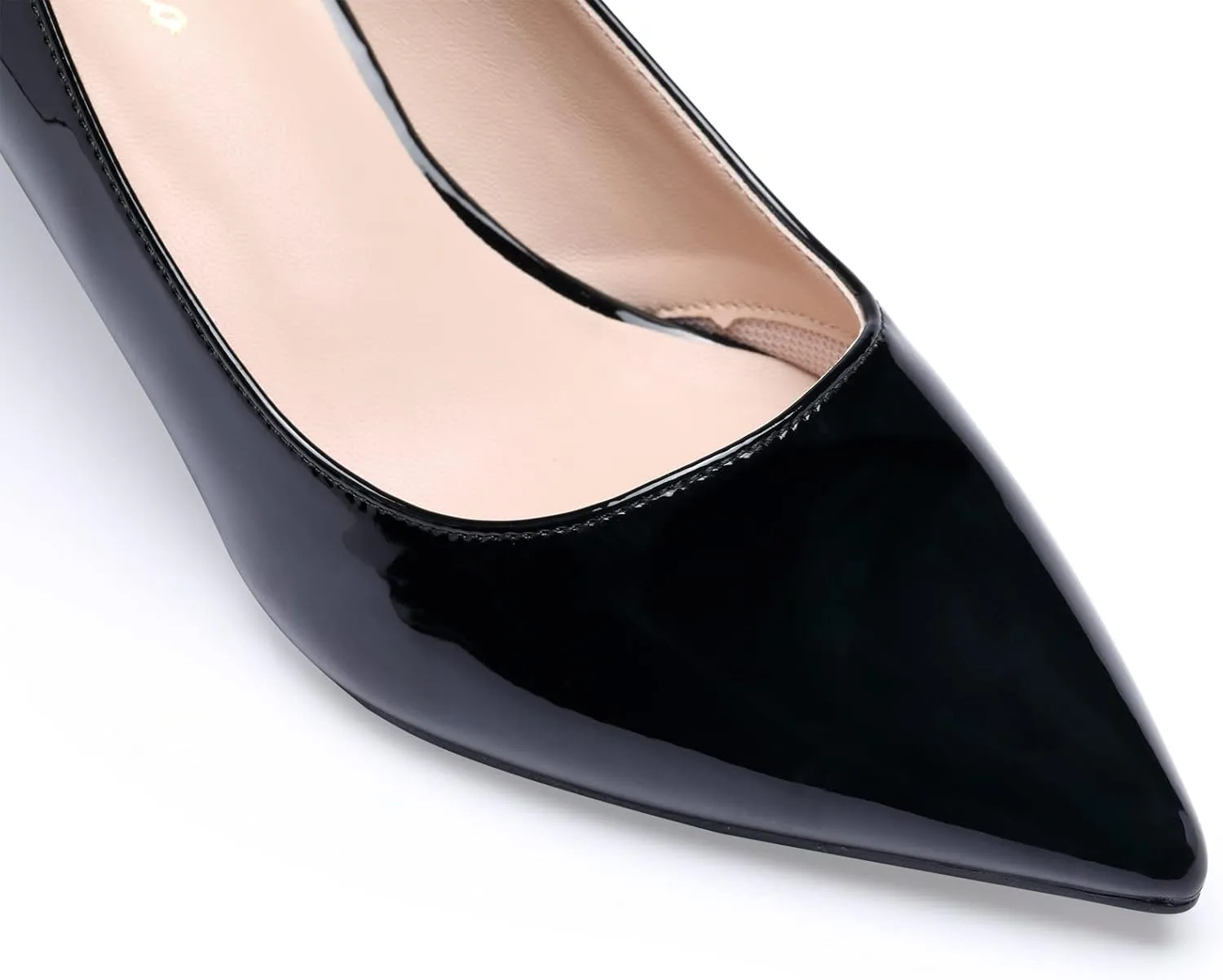 GENSHUO Low Heel Pumps for Women Closed Toe Slip On Stillettos Heels Dress Shoes