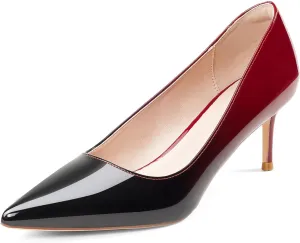 GENSHUO Low Heel Pumps for Women Closed Toe Slip On Stillettos Heels Dress Shoes