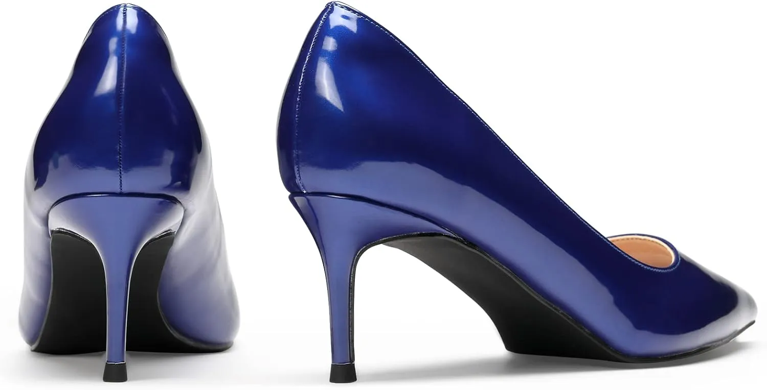 GENSHUO Low Heel Pumps for Women Closed Toe Slip On Stillettos Heels Dress Shoes