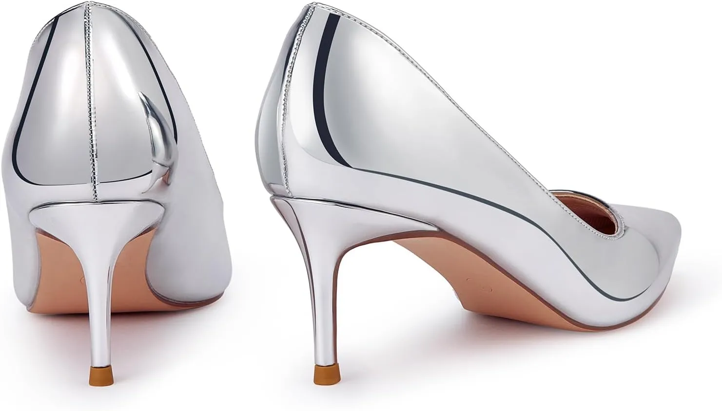 GENSHUO Low Heel Pumps for Women Closed Toe Slip On Stillettos Heels Dress Shoes