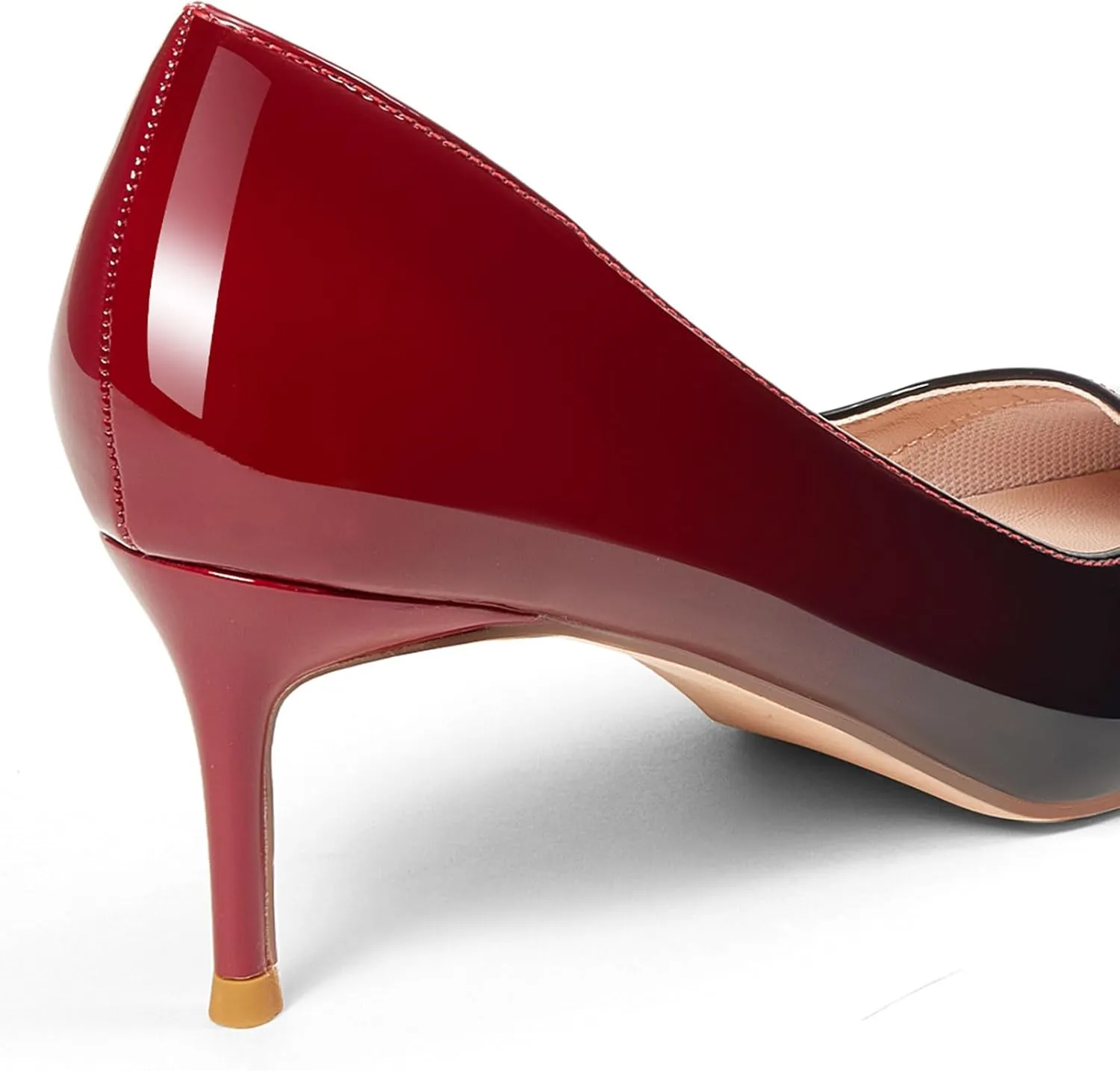 GENSHUO Low Heel Pumps for Women Closed Toe Slip On Stillettos Heels Dress Shoes