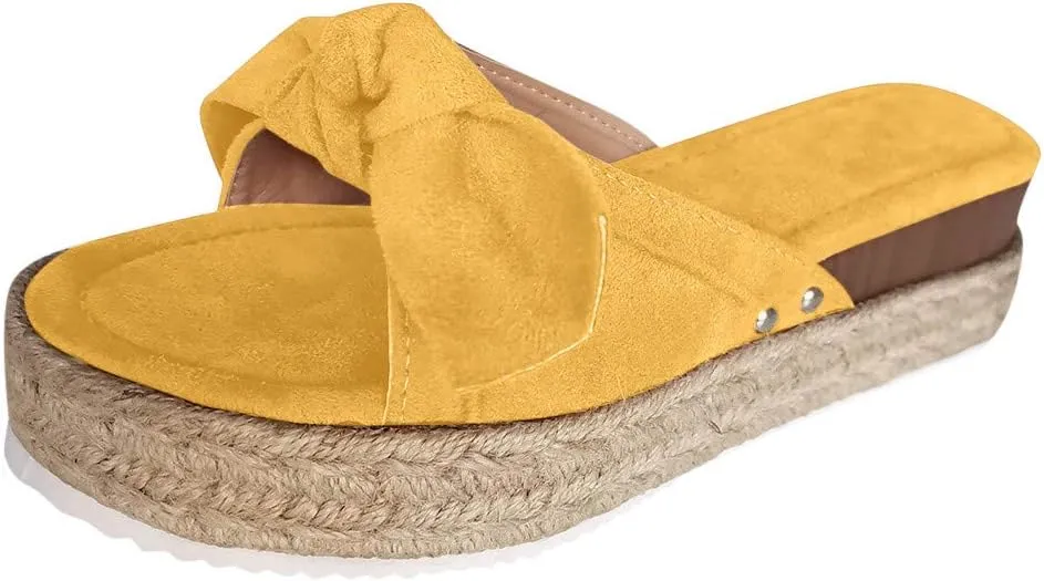 Gibobby Platform Sandals for Women Summer,Womens Bows Flip Flops Flat Sandals Anti-Slip Casual Beach Thong Slipper