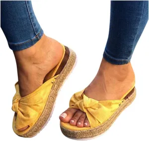 Gibobby Platform Sandals for Women Summer,Womens Bows Flip Flops Flat Sandals Anti-Slip Casual Beach Thong Slipper