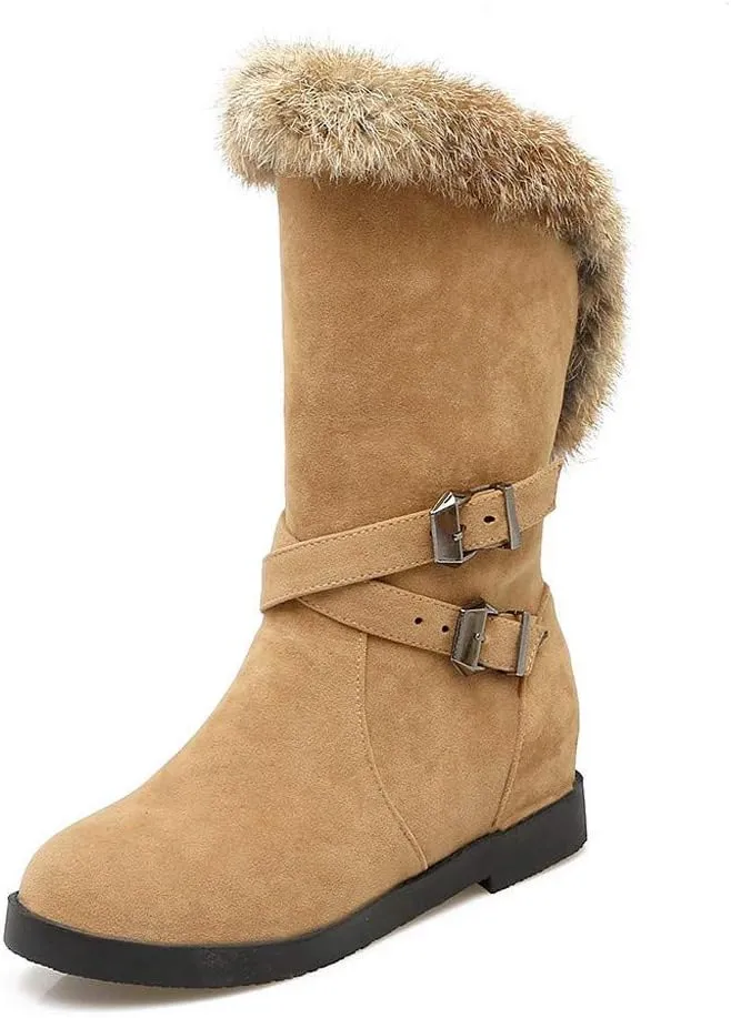 Gibobby Womens Flat Boots,Women Snow Boots Bucket Warm Ankle Booties Comfortable Winter Slip On Booties Outdoor Shoes