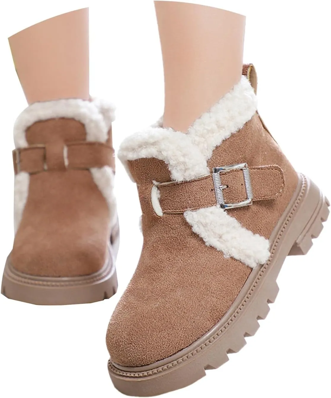 Girls Winter Boots Ankle Booties Kids Winter Booties Fashion Fur Lined Lightweight Warm Snow Booties for Everyday