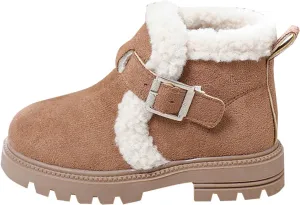 Girls Winter Boots Ankle Booties Kids Winter Booties Fashion Fur Lined Lightweight Warm Snow Booties for Everyday