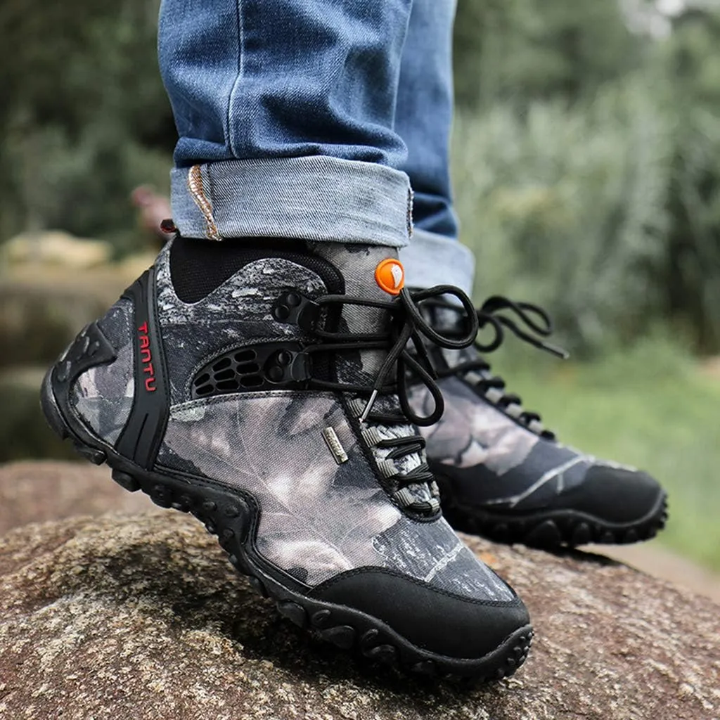 GrVpM Men's Camouflage Military Boots,Net Yarn Cotton Lining Tactical Shoes Outdoor Leisure Off-Road Hiking Combat Boots,Grey- 44/UK 9.5/US 10