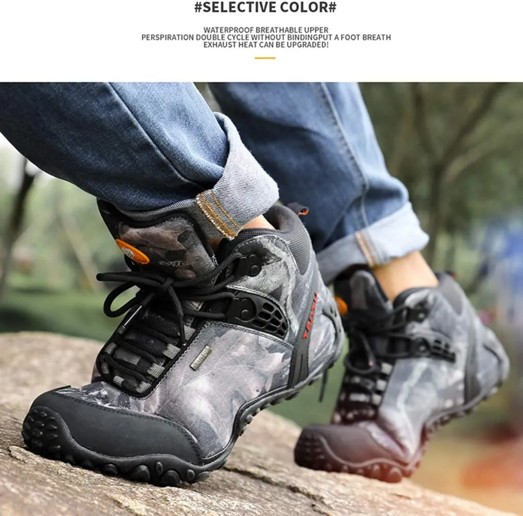 GrVpM Men's Camouflage Military Boots,Net Yarn Cotton Lining Tactical Shoes Outdoor Leisure Off-Road Hiking Combat Boots,Grey- 44/UK 9.5/US 10