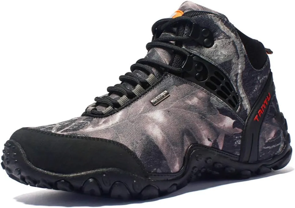 GrVpM Men's Camouflage Military Boots,Net Yarn Cotton Lining Tactical Shoes Outdoor Leisure Off-Road Hiking Combat Boots,Grey- 44/UK 9.5/US 10