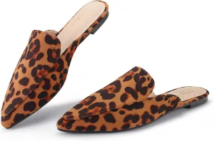 Hawkwell Women's Backless Slip on Slides Comfortable Loafer Shoes Flats Pointed Toe Mules