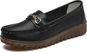 heelchic Women's Platform Chunky Loafers, Lug Sole Penny Slip On Loafers for Women, Flat Loafer Low Heel Comfortable Dressy Work Casual Shoes