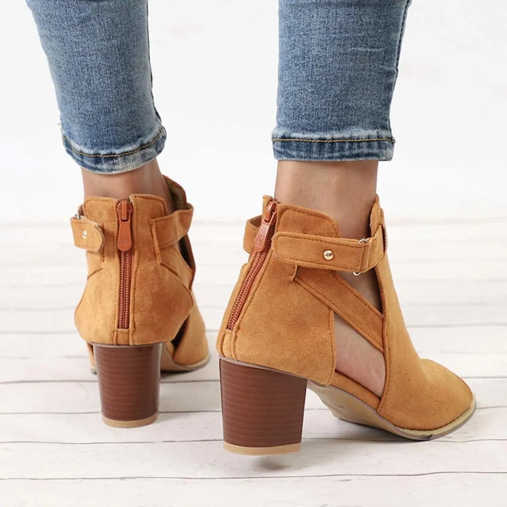 HINDOLA Women's Sandals Black High Heels Fashion Buckle Cutout Sandals High-Heeled Shoes for Women Sandals