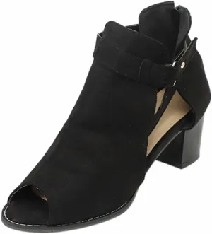 HINDOLA Women's Sandals Black High Heels Fashion Buckle Cutout Sandals High-Heeled Shoes for Women Sandals