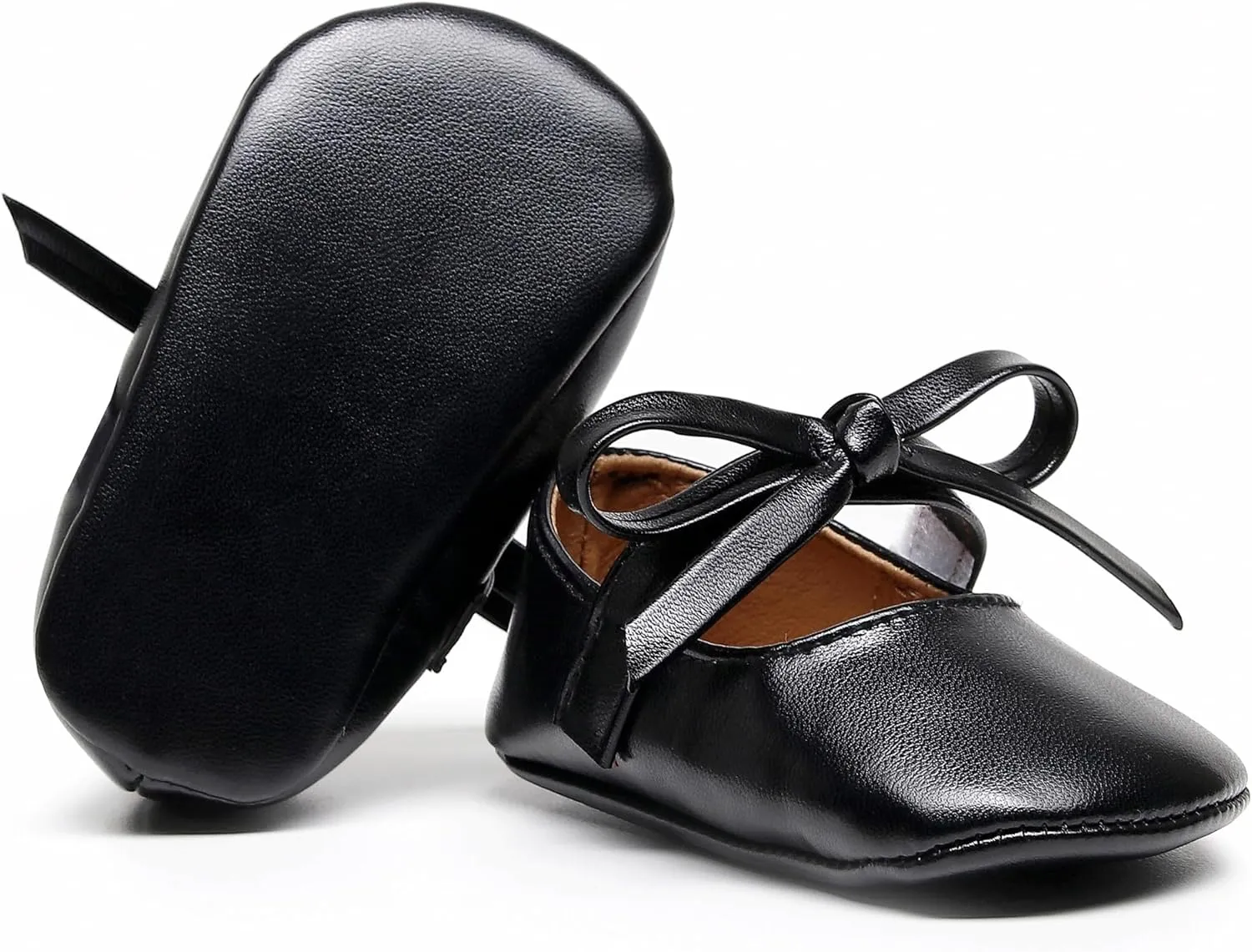 HONGTEYA Baby Girls Ballet Dress Shoes - Mary Jane Soft Sole Sidebow Toddler Moccasins