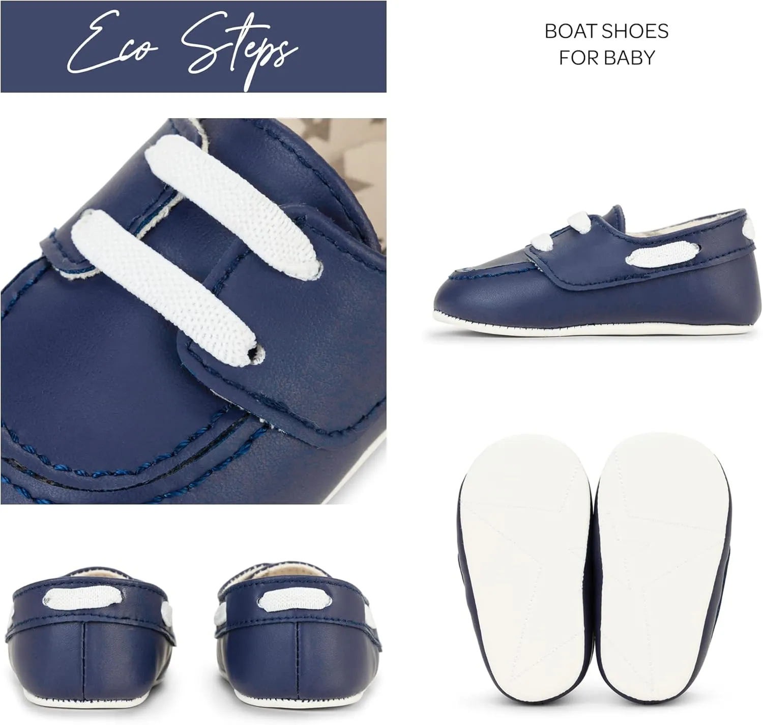 JuJuBe Boat Shoes for Babies & Infants - Machine Washable Vegan Leather Nautical Slip-Ons