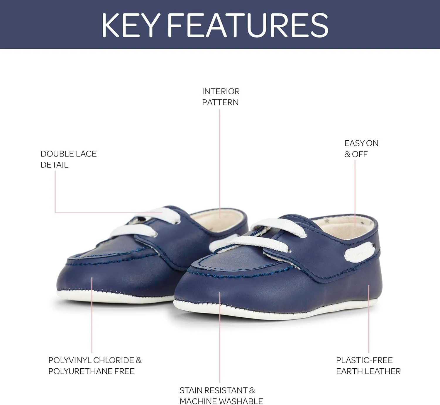 JuJuBe Boat Shoes for Babies & Infants - Machine Washable Vegan Leather Nautical Slip-Ons