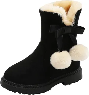 Kids Winter Boots Girls Boots Kids Winter Faux Fur Warm Snow Ankle Boots Non Slip Warm Comfortable Cute Walking Shoes