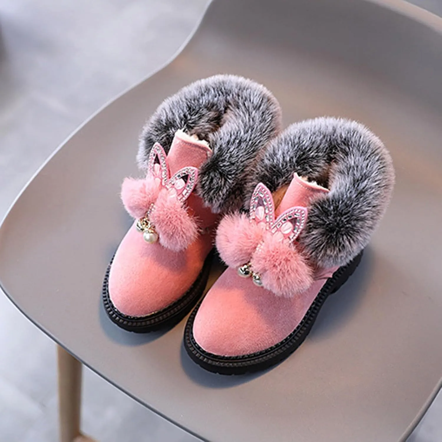 Kids Winter Boots Snow Boots for Girls Warm Winter Ankle Boots Cozy Fuzzy Non-Slip Comfortable Fashion Outdoor Boots