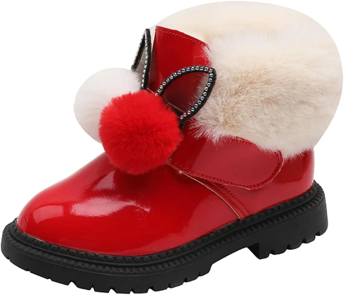 Kids Winter Boots Snow Boots for Girls Warm Winter Cozy Fuzzy Non-Slip Fashion Princess Faux Fur Lined Ankle Boots