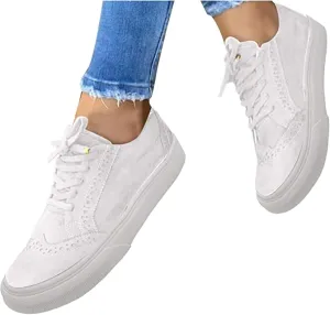 Ladmiple Sneakers For Women Slip On Wide Width Lace Up Fashion Dressy Casual Summer Canvas Walking Shoes Flats Loafers