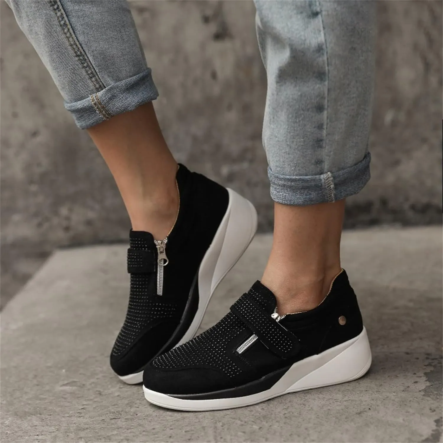 Ladmiple Sneakers For Women Walking Shoes Wide Width Glitter Shoes Slip On Casual Dressy Summer Fashion Flats Loafers