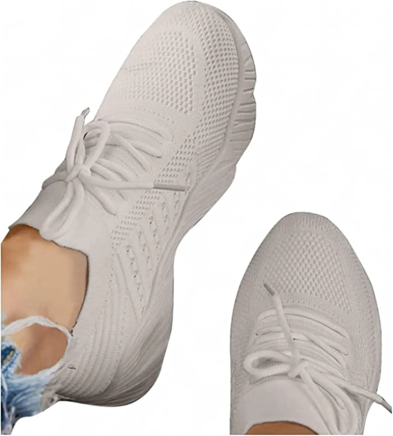 Lausiuoe Sneakers For Women Slip On Arch Support Sneakers Fashion Comfortable Non-Slip Gym Sports Running Walking Shoes