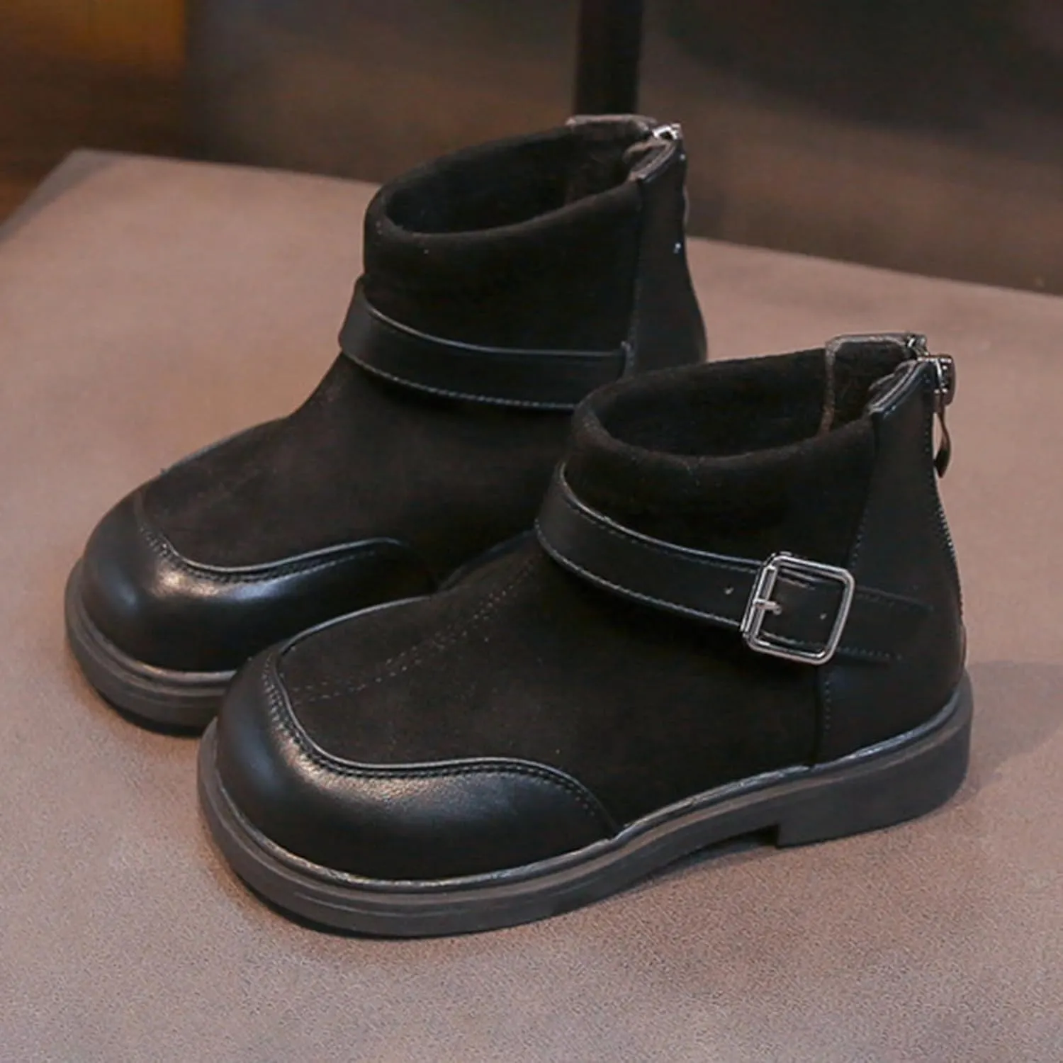 Leather Booties Boys Girls Kids Side Zipper Low Heel aterproof Shoes Sole Non Slip Comfy Fashion Ankle Snow Boots