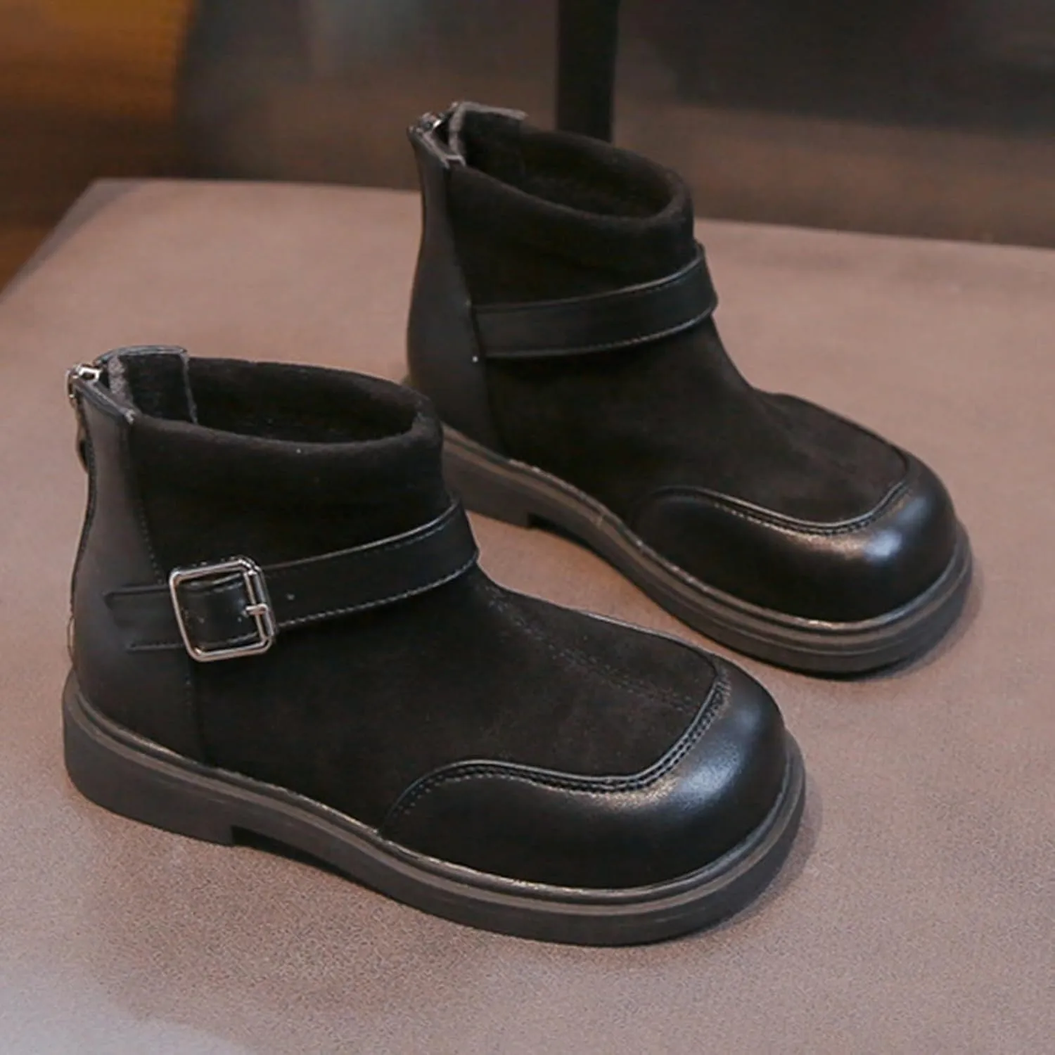 Leather Booties Boys Girls Kids Side Zipper Low Heel aterproof Shoes Sole Non Slip Comfy Fashion Ankle Snow Boots