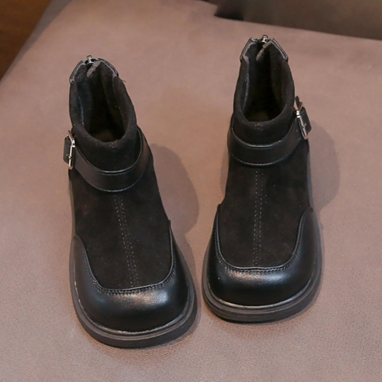 Leather Booties Boys Girls Kids Side Zipper Low Heel aterproof Shoes Sole Non Slip Comfy Fashion Ankle Snow Boots