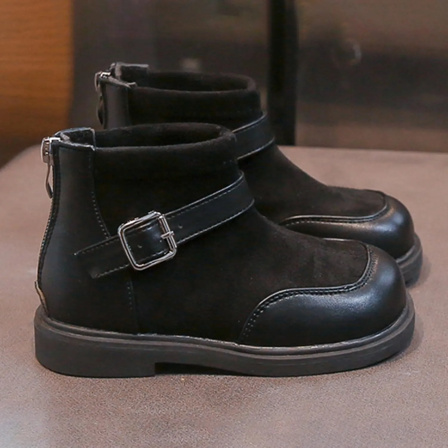 Leather Booties Boys Girls Kids Side Zipper Low Heel aterproof Shoes Sole Non Slip Comfy Fashion Ankle Snow Boots