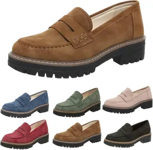 Loafers for Women 2025, Womens Loafers Comfortable Dressy Platform Chunky Penny Loafer Lug Sole Suede Loafers Slip on Work Office Business Casual Dress Shoes Ladies Loafers