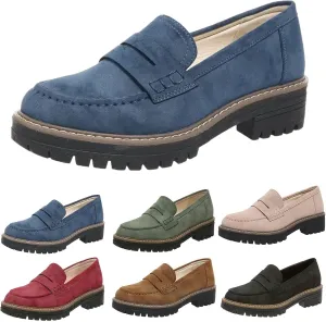 Loafers for Women 2025, Womens Loafers Comfortable Dressy Platform Chunky Penny Loafer Lug Sole Suede Loafers Slip on Work Office Business Casual Dress Shoes Ladies Loafers