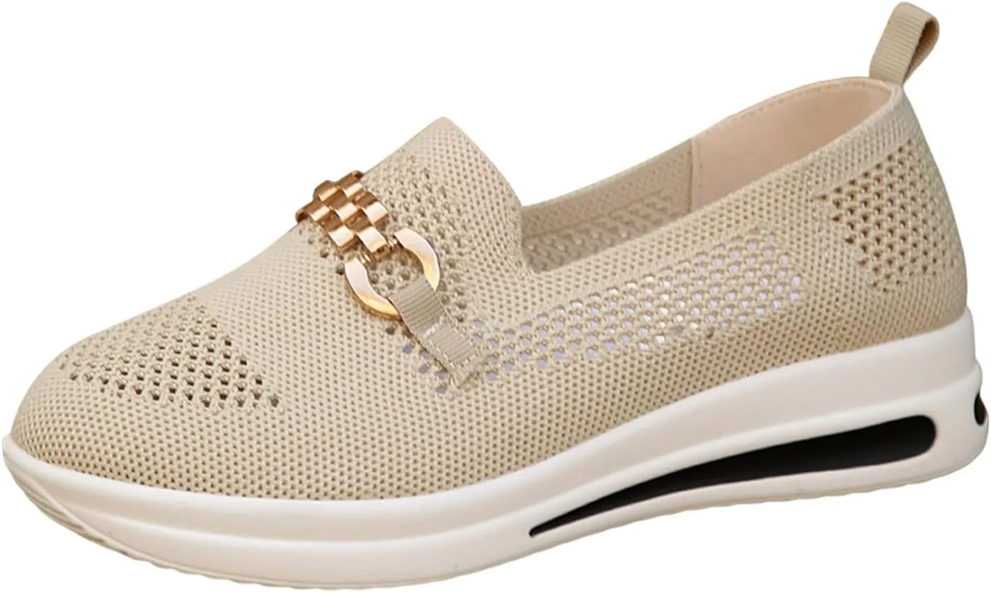 Loafers for Women Trendy Mesh Knit Walking Shoes Sock Sneakers Lightweight Comfy Breathable Casual Pull-on Daily Shoe