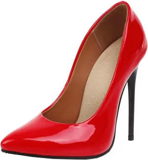 LUXMAX Women Patent Leather Pointed Toe Pumps Stiletto High Heel Court Shoes