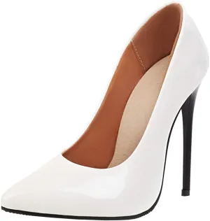 LUXMAX Women Patent Leather Pointed Toe Pumps Stiletto High Heel Court Shoes