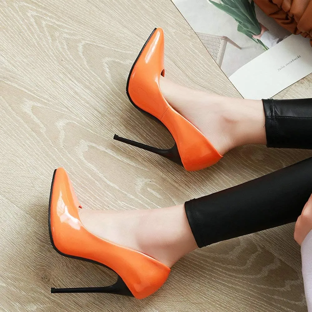 LUXMAX Women Patent Leather Pointed Toe Pumps Stiletto High Heel Court Shoes