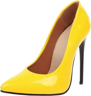 LUXMAX Women Patent Leather Pointed Toe Pumps Stiletto High Heel Court Shoes