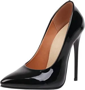 LUXMAX Women Patent Leather Pointed Toe Pumps Stiletto High Heel Court Shoes