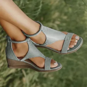 Masbird Sandals for Women Casual Summer,Women's Sandals Bohemian Beach Sandals Gladiator Sandals Retro Back Zip Flat Shoes