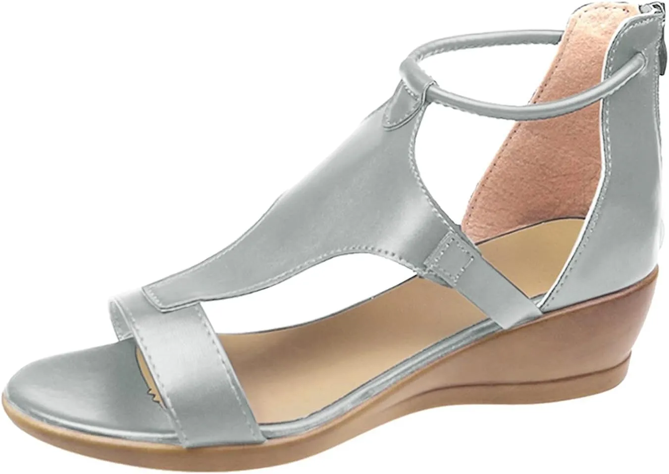 Masbird Sandals for Women Casual Summer,Women's Sandals Bohemian Beach Sandals Gladiator Sandals Retro Back Zip Flat Shoes