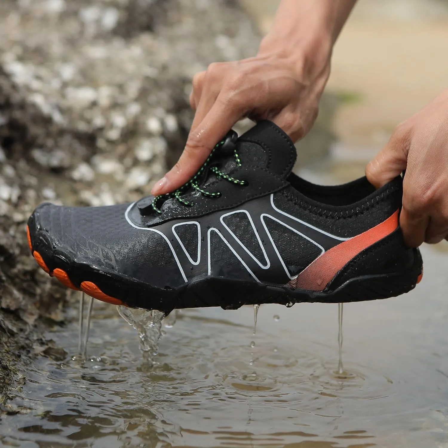 Men Barefoot Water Shoes, Beach Aqua Socks Quick Dry for Outdoor Sport Hiking, Non Slip Healthy Breathable Trail Running Footwear, Wide Toe Zero Drop Slip On Swim Pool, Beach, Surf