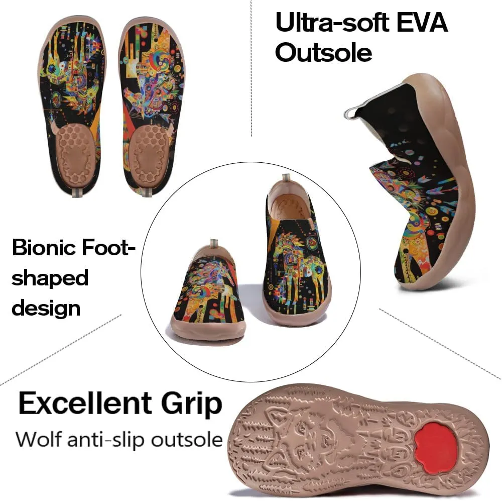 Men's Casual Knit Shoes Art Painted Slip Ons Loafers Lightweight Flats Travel Sneakers