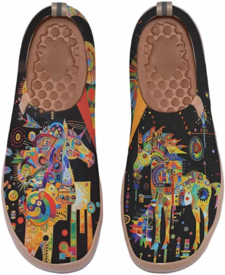Men's Casual Knit Shoes Art Painted Slip Ons Loafers Lightweight Flats Travel Sneakers