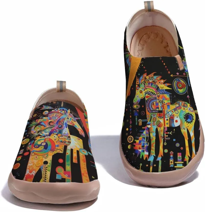 Men's Casual Knit Shoes Art Painted Slip Ons Loafers Lightweight Flats Travel Sneakers