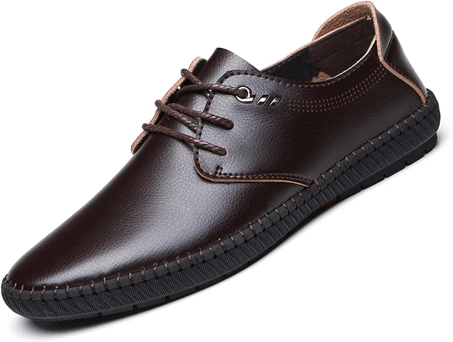 Men's Leather Lace Up Low Top Business Oxfords Shoes Hollow Breathable Casual Non-Slip Shallow Mouth Sneakers Fashion Dress Work Shoes