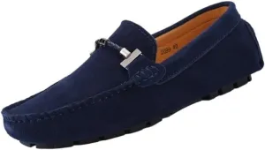 Men's Leather Loafers - Comfortable Slip-On Driving Shoes, Lightweight Slip-Resistant, Classic Nubuck for Casual, Work, and Wedding